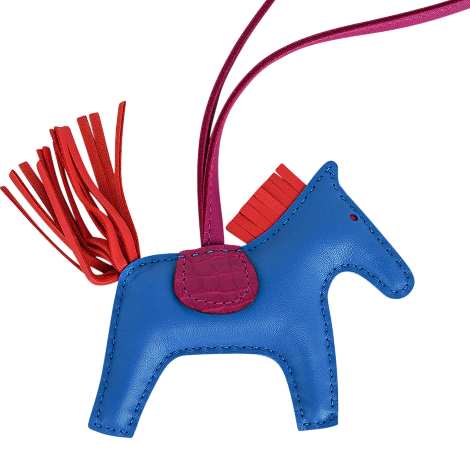 HERMES Milo Lambskin PM Rodeo Rose Azalee/Bleu Handbag Charm Horse NEW at  1stDibs