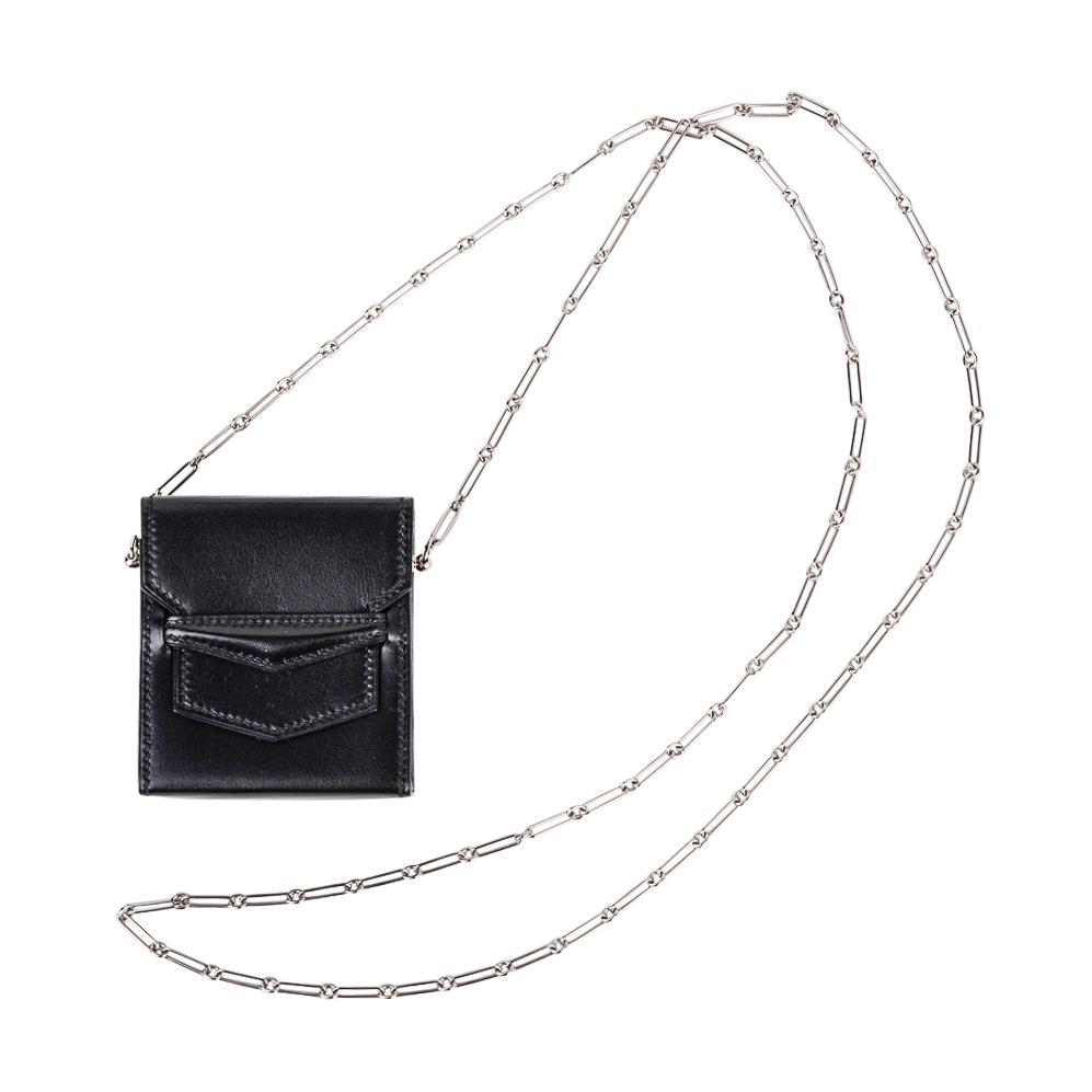 Hermes Micro Sac 70mm Noir Villandry Palladium Paper Clip Chain Bag Limited Edition