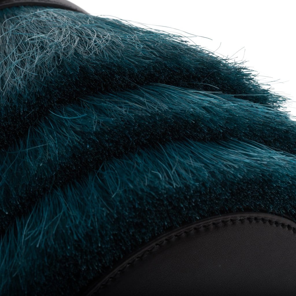 Hermes Toupet Bag Fringed Mini Bucket Horse Hair Vert Fonce Black Evercalf - mightychic