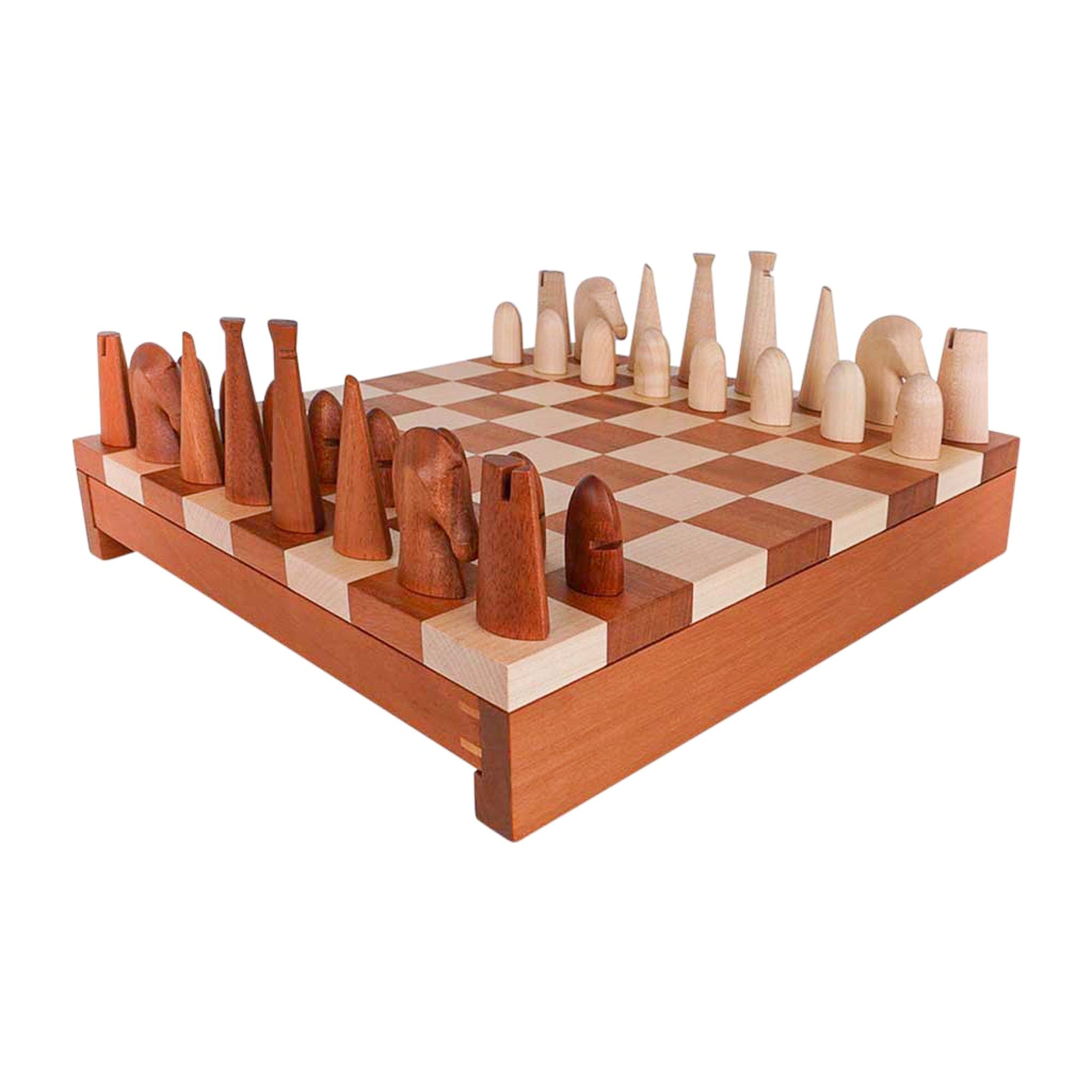 Hermes Samarcande Chess Set Sycamore Mahogany Lambskin Drawers New