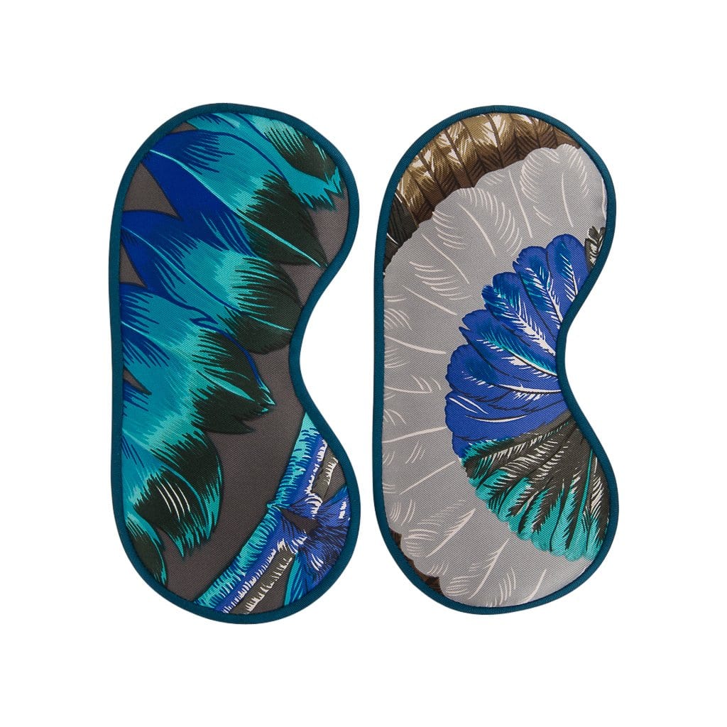 Hermes Sleep Eye Mask Multi Color Silk Petite h Vibrant Feathers