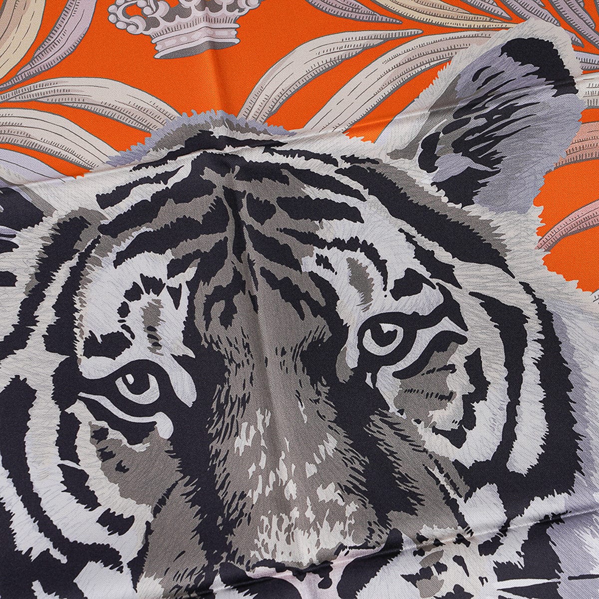 RARE HERMES Silk Scarf "TIGER ROYAL Double face" Carre 90