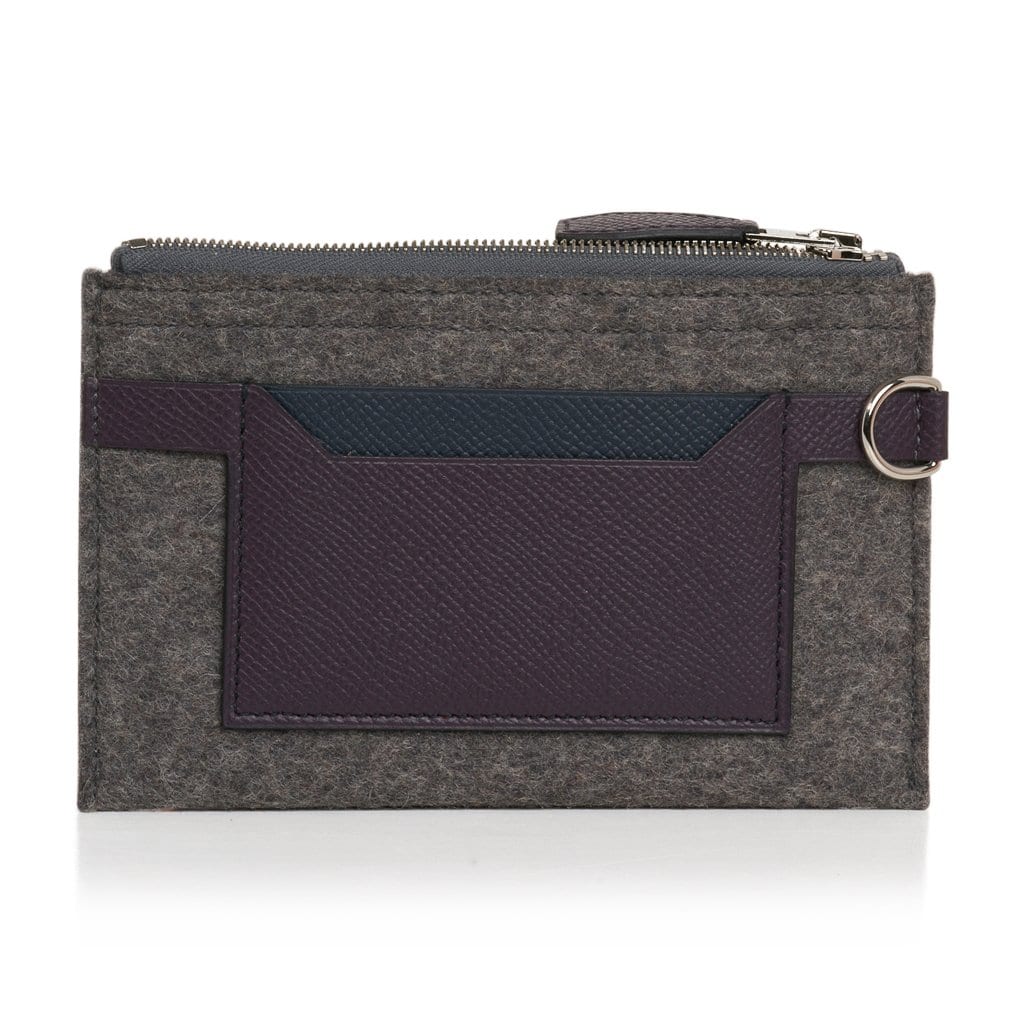 Hermes Toodoo Mini Colorblock Change Purse in Grey / Purple / Black New w/Box
