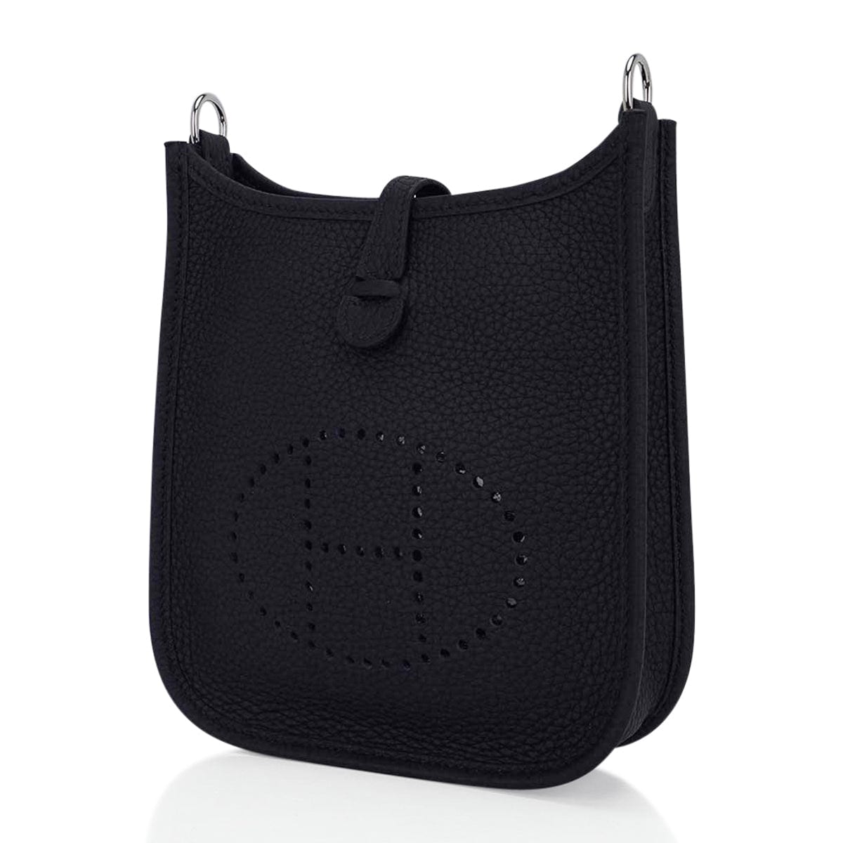 Hermes Evelyne Taurillon Clemence e Strap Palladium TPM Noir in  Taurillon Clemence Leather with Palladium - US