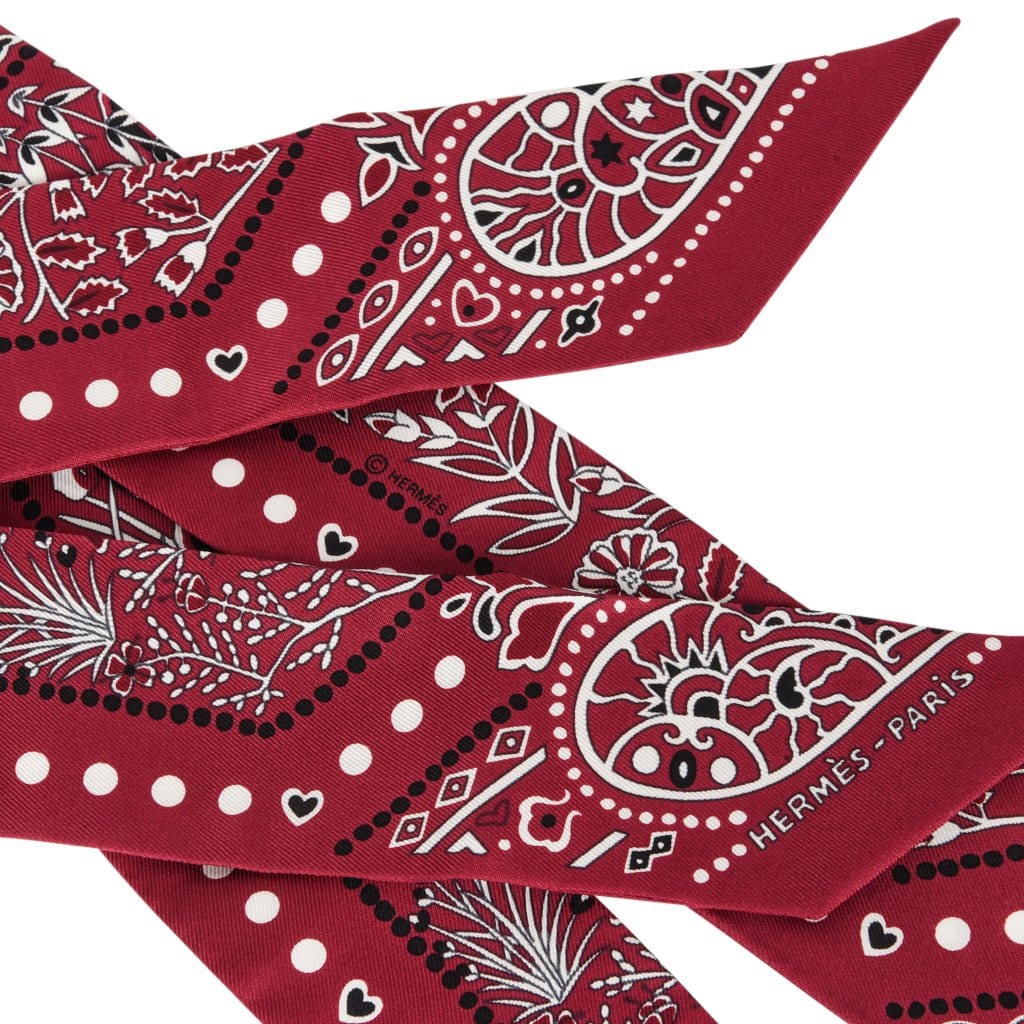 Pomegranate print twilly band, red