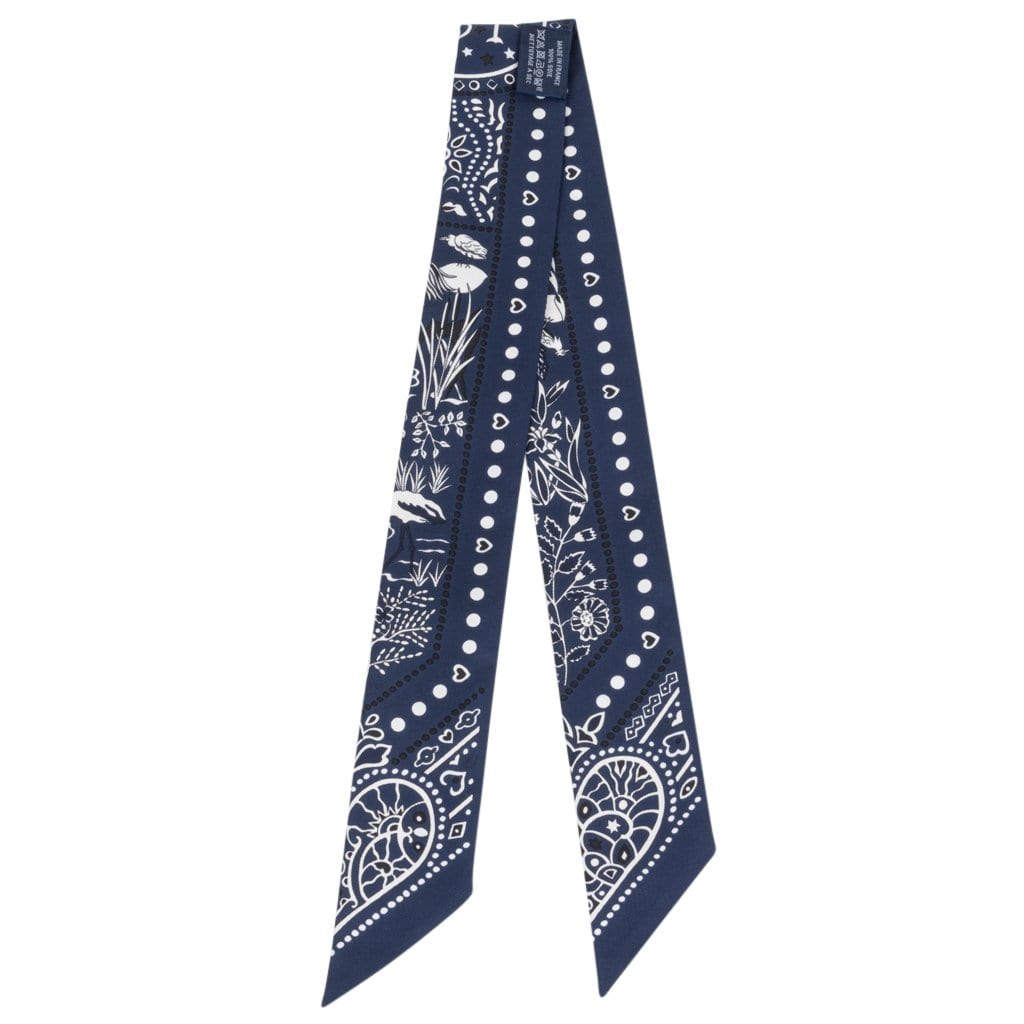 Hermes Twilly Entre Ciel Et Mer Bandana Set of Two Blue and White - mightychic