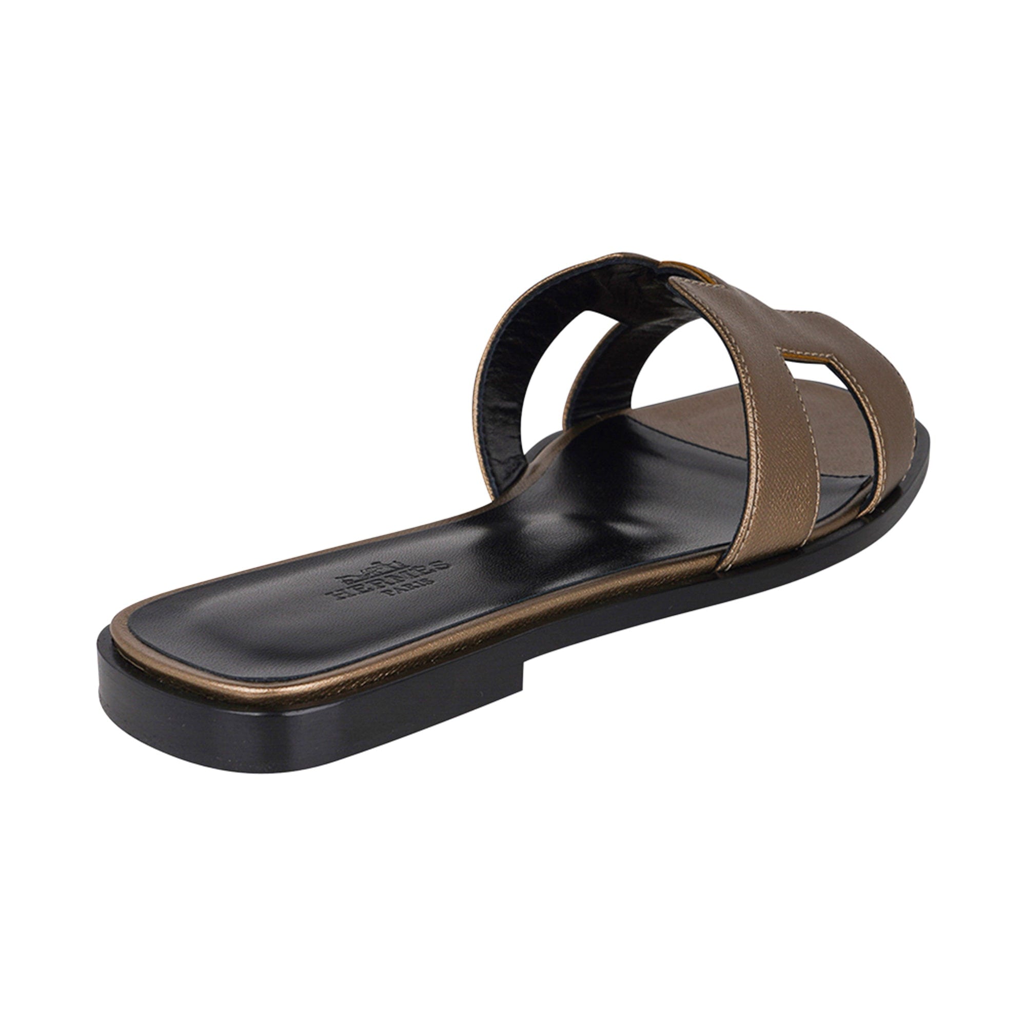 New Hermes Etoupe Oran Sandals Slides 37