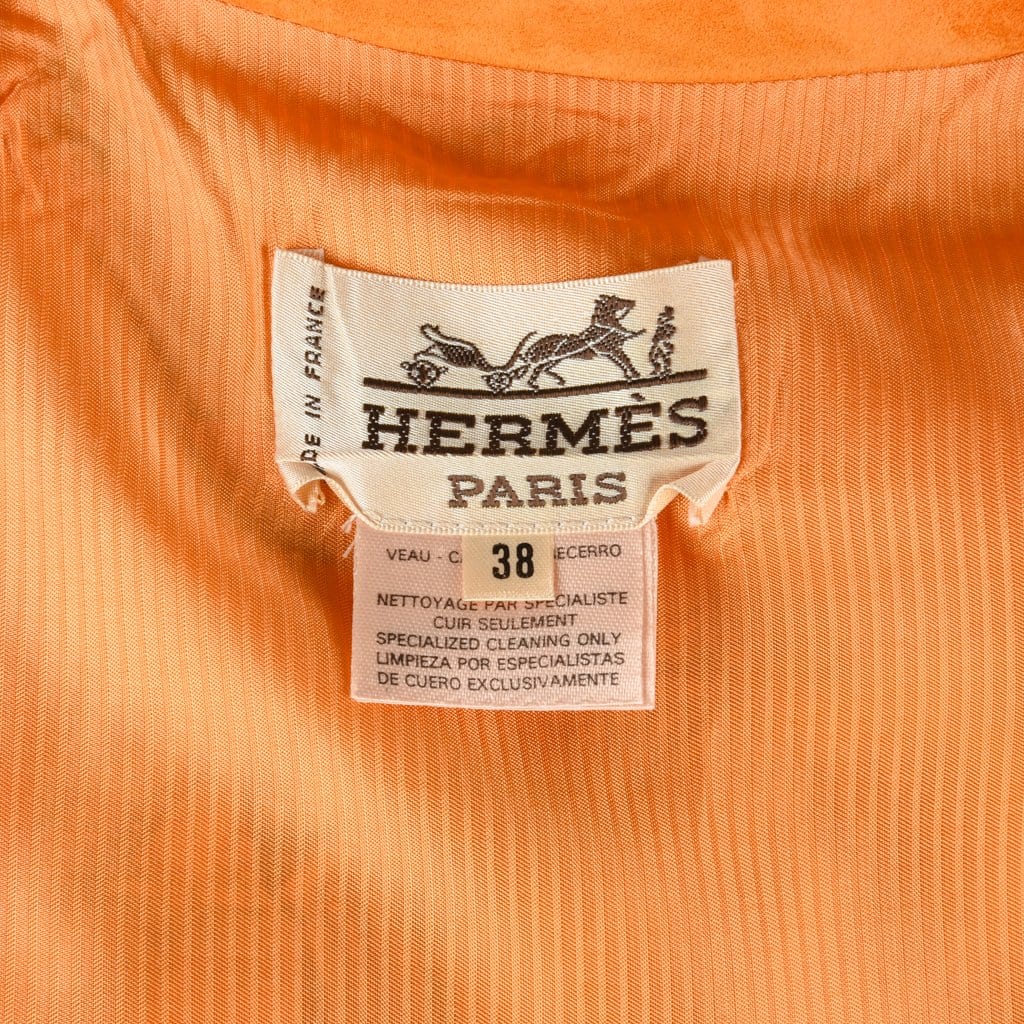 Hermes Vest Vintage Suede Silk Scarf Print Hermes Cup Palm 38 / 6 - mightychic