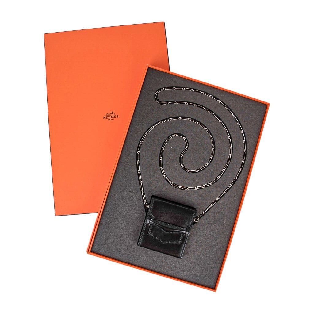 Hermes Micro Sac 70mm Noir Villandry Palladium Paper Clip Chain Bag Limited Edition