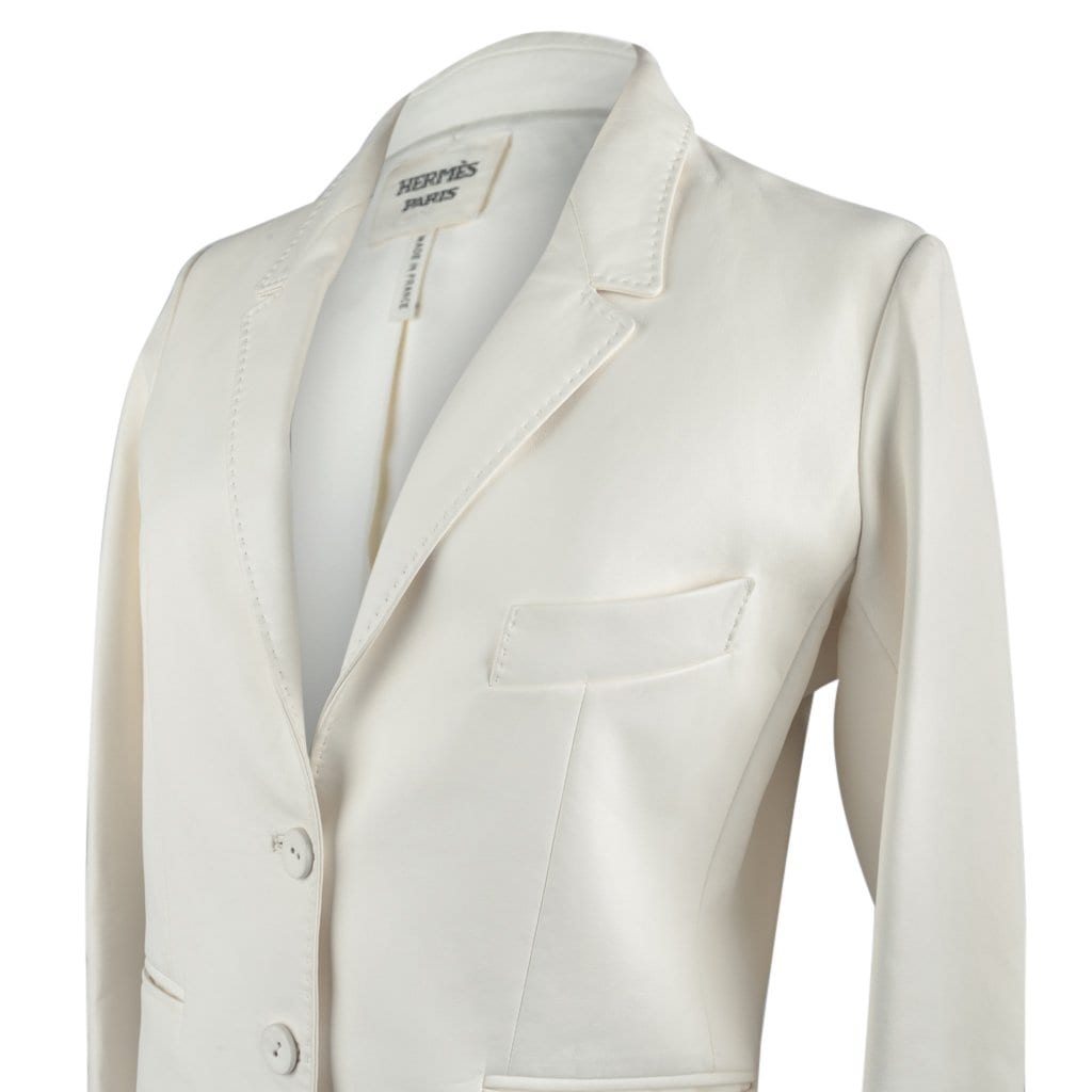 Hermes Jacket Winter White Leather 38 / 6 - mightychic