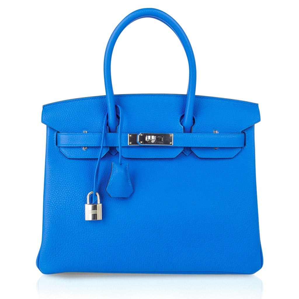 Hermes Verso Birkin 30 Bag Blue Zanzibar & Malachite Togo Leather with Palladium Hardware