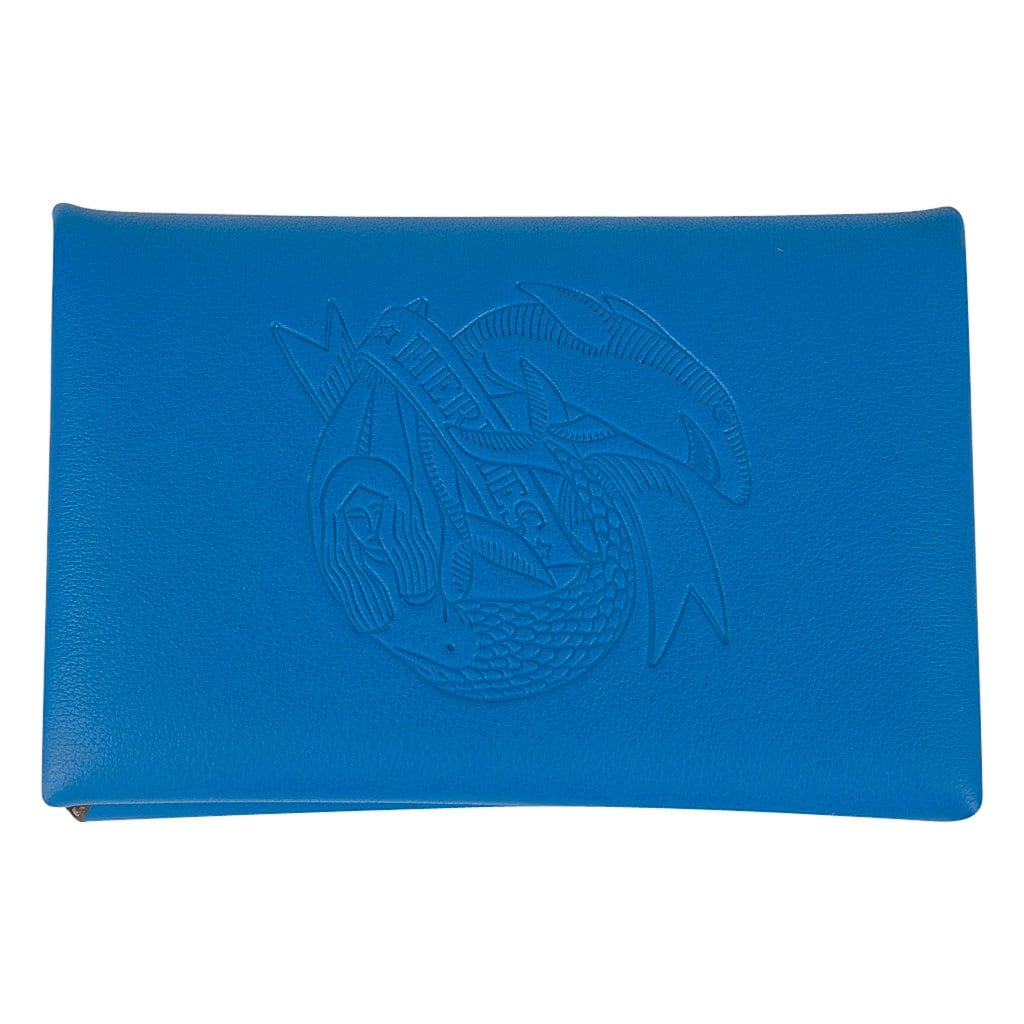 Hermes Calvi Sailor Tattoo Card Holder Blue Hydra Gris Perle Swift Leather