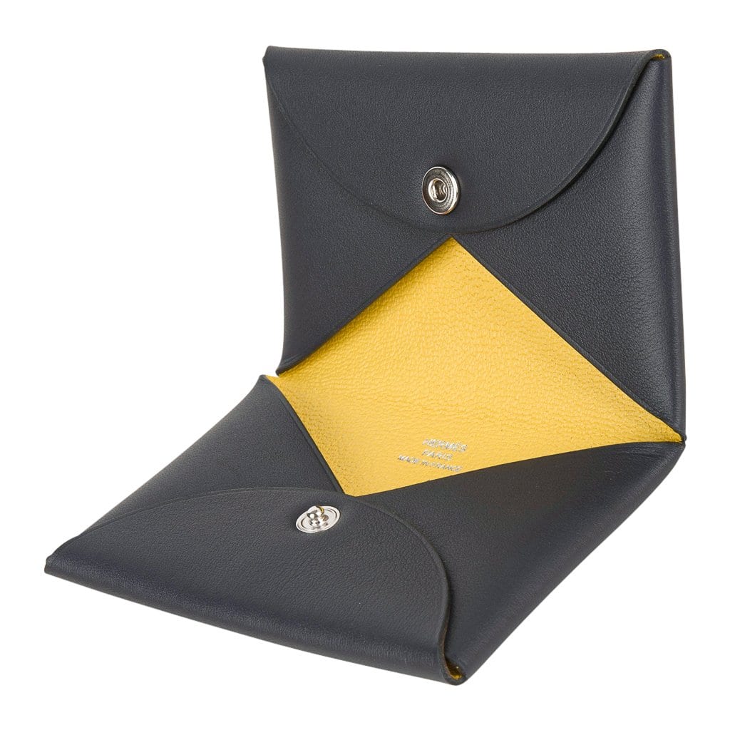 Hermes Calvi Jaune de Naples Mysore Chevre Leather Card Holder For
