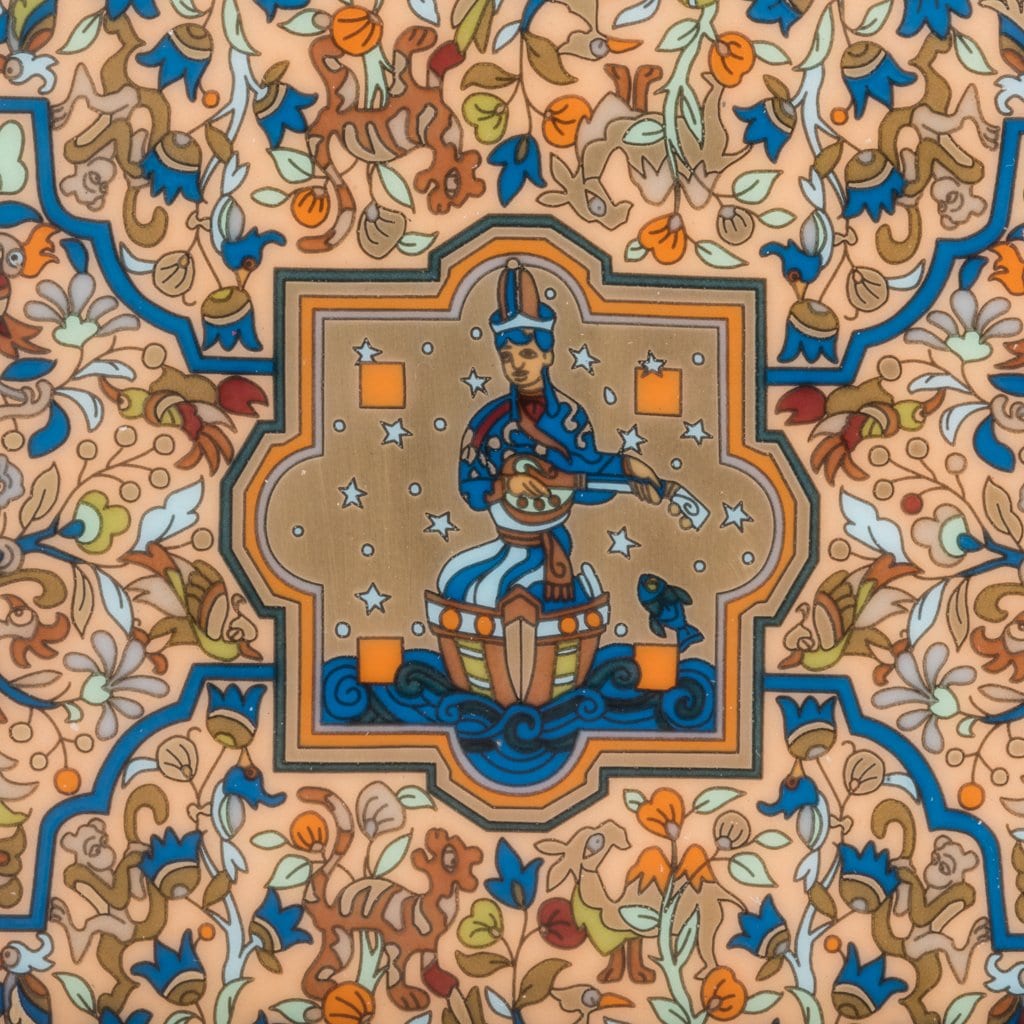 Hermes Les Jardins D'Armenie Ashtray or Tray Bleu / Or Porcelain