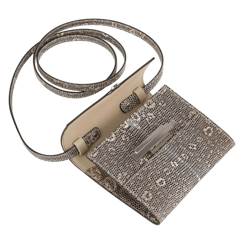 Hermes Cinhetic Mini Wallet Ombre Lizard Clutch Shoulder Bag