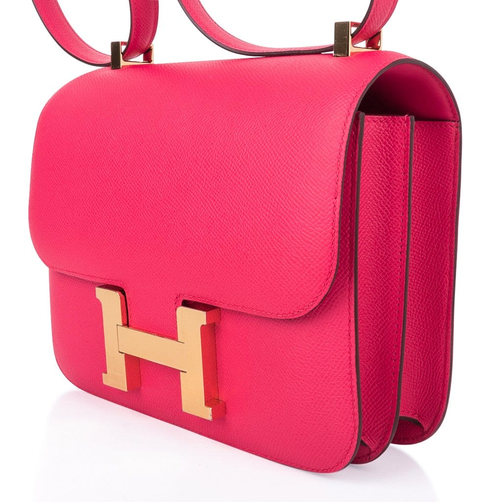 Hermes Constance 18 Rose Extreme Mini Bag Gold Hardware Epsom Leather