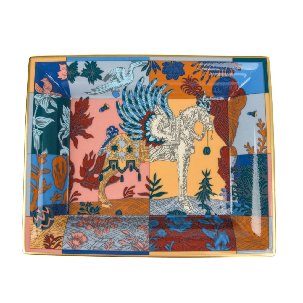 Hermes Panthere Aura Bleu Nuit Hand Painted Change Tray Porcelain –  Mightychic