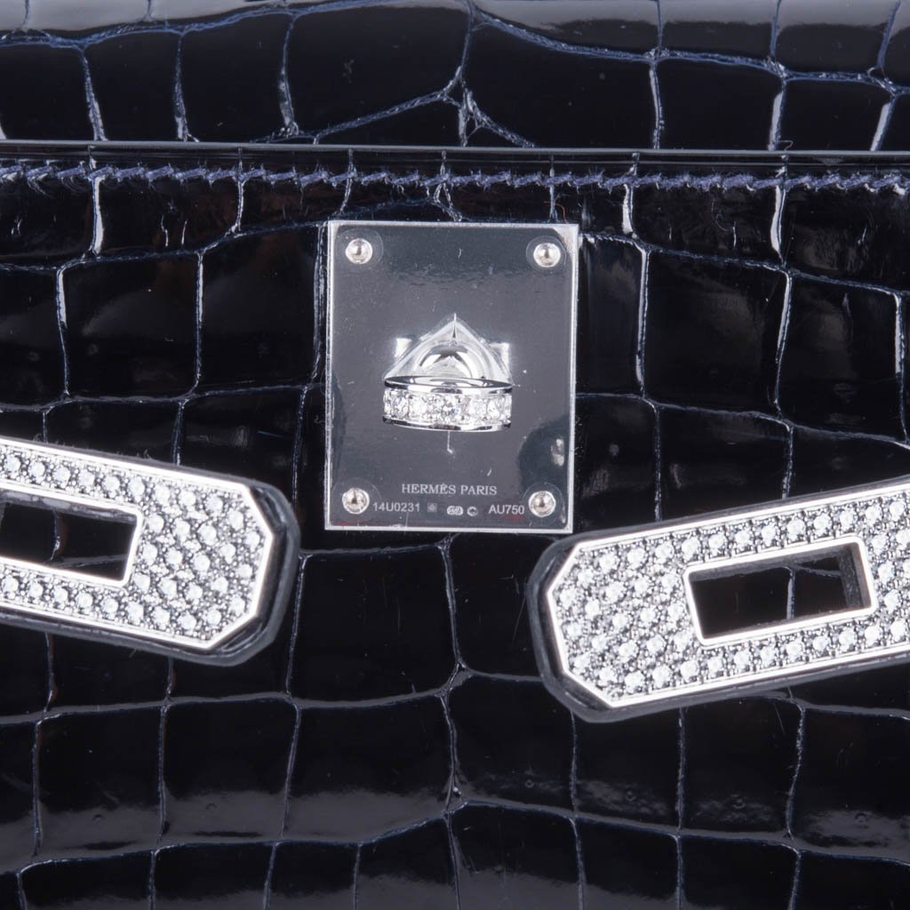 Hermes Kelly Cut Diamond Blue Marine Crocodile Bag Exquisite Clutch –  Mightychic