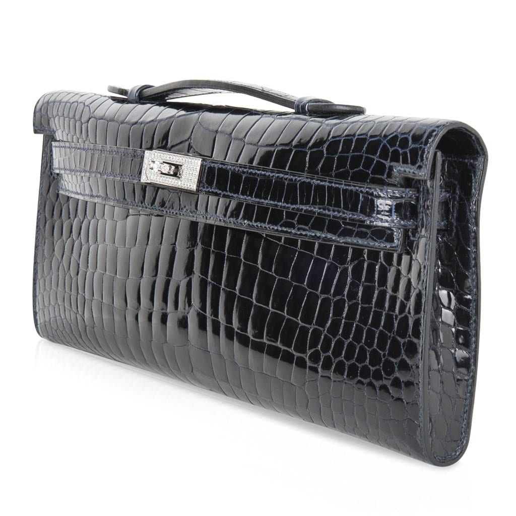Hermes Kelly Cut Clutch Bag Black Swift Palladium Hardware – Mightychic