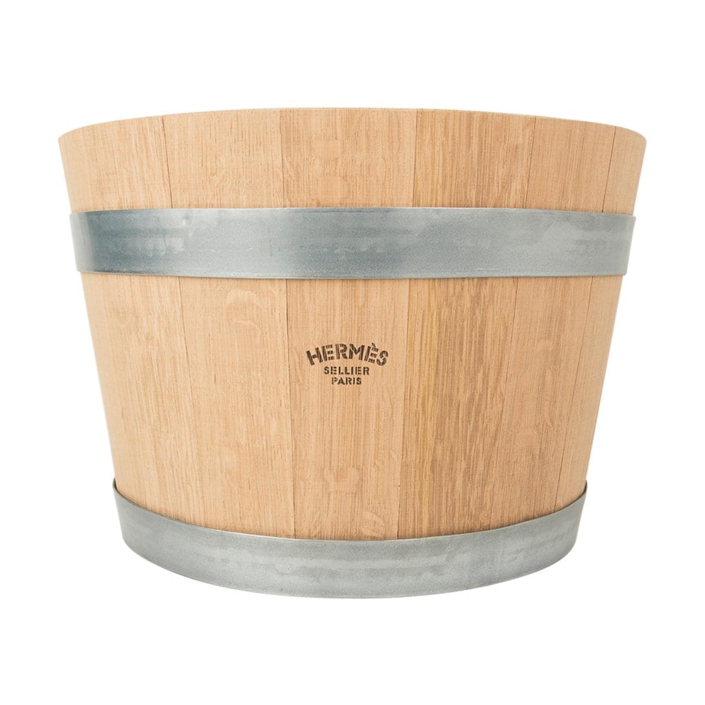 Hermes Groom Stable Bucket Oak Wood Leather Handle New