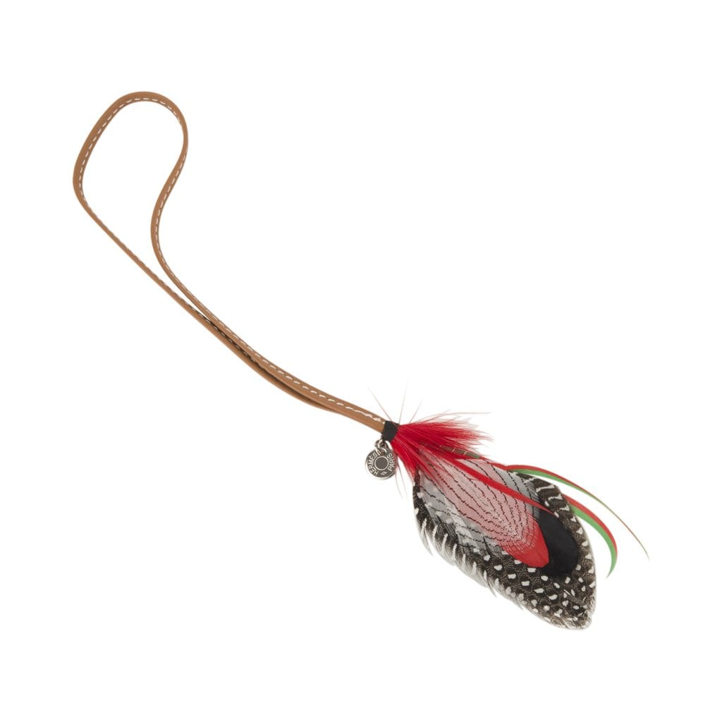 Hermes Gri Gri Mouche Fly Feather Bag Charm Red Black Gray