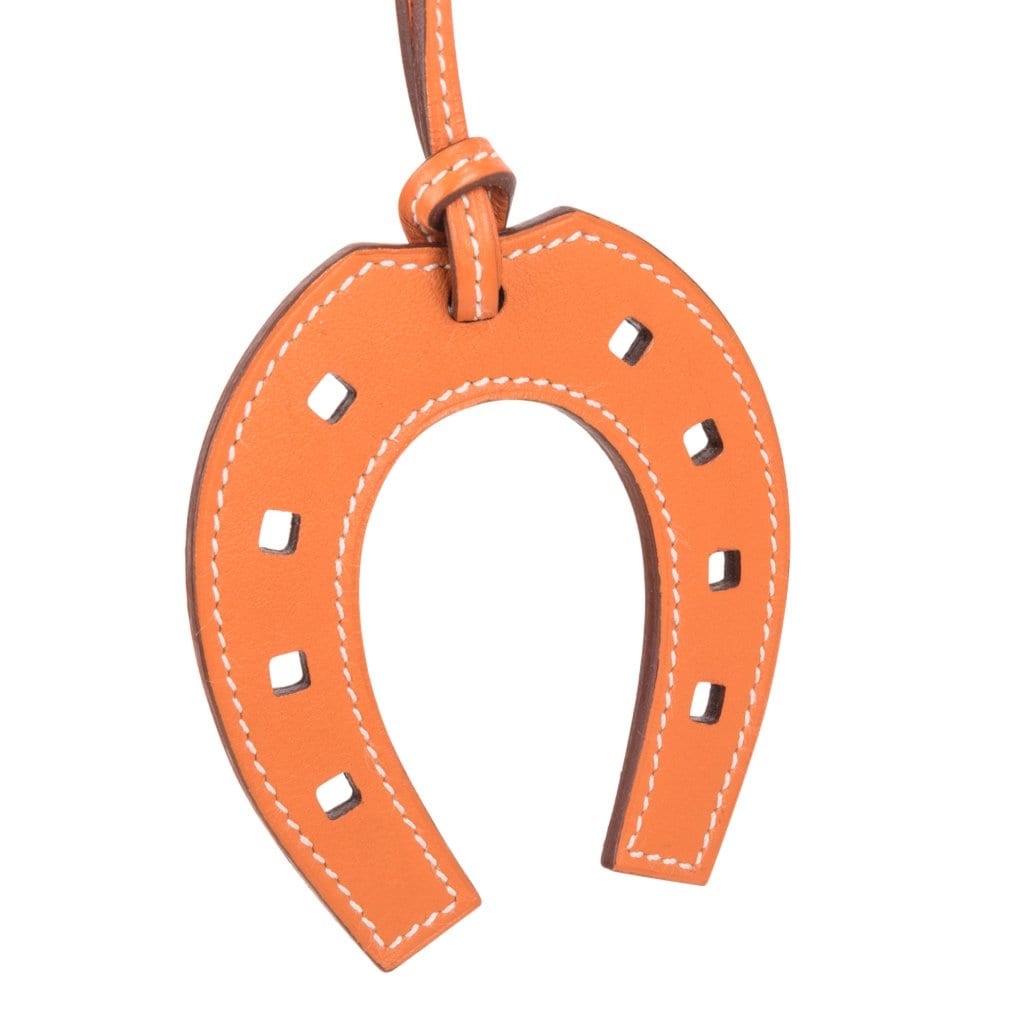 Hermes Bag Charm Paddock Fer A Cheval Horseshoe Rare Orange Leather –  Mightychic