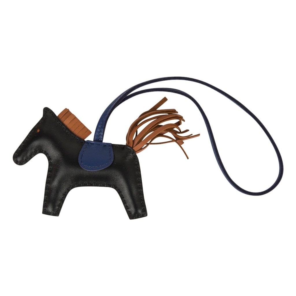 Hermes Black/Gold/Blue Sapphire Grigri Horse Rodeo Bag Charm PM – Madison  Avenue Couture