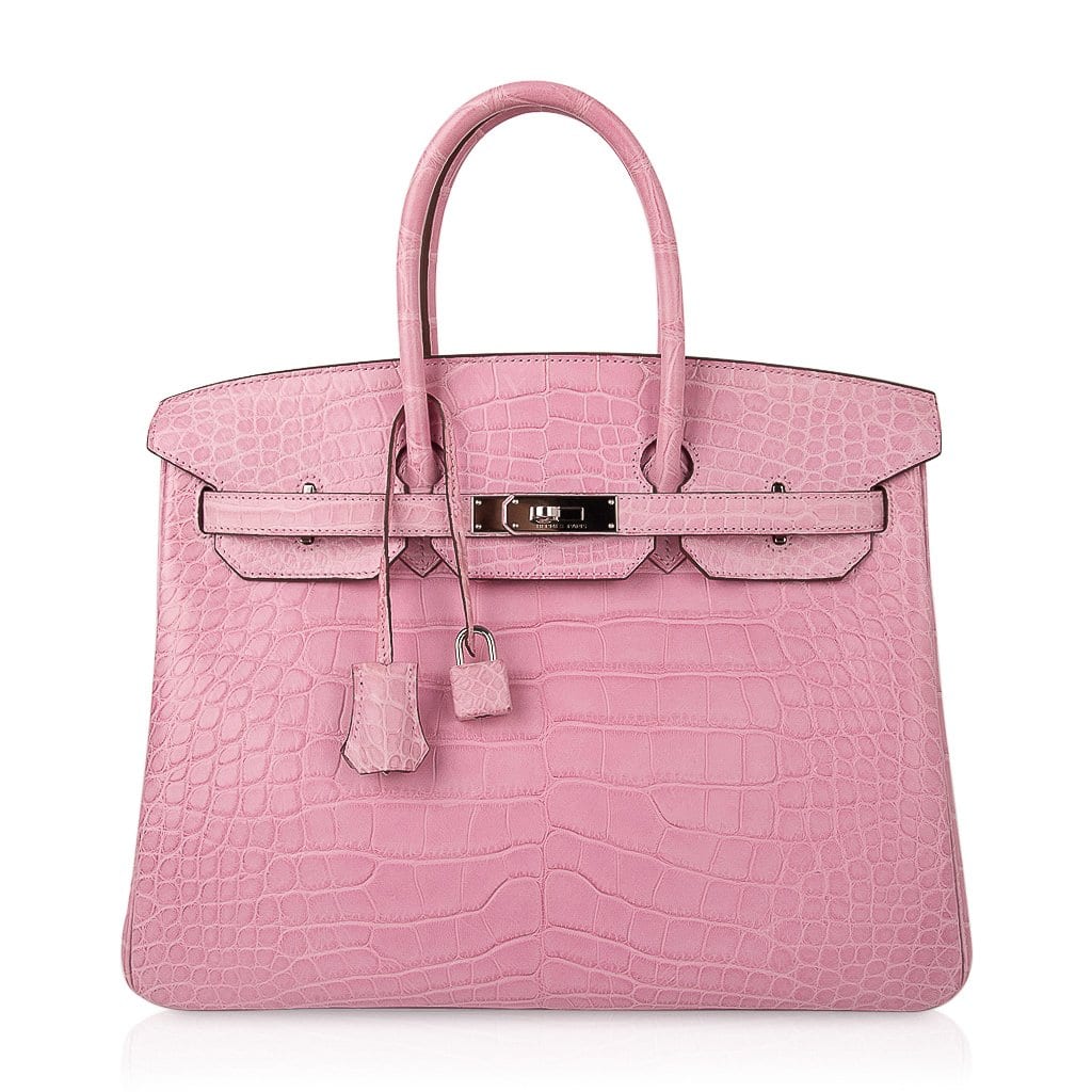 Hermes Birkin 35 Bag 5P Bubblegum Pink Matte Alligator Palladium
