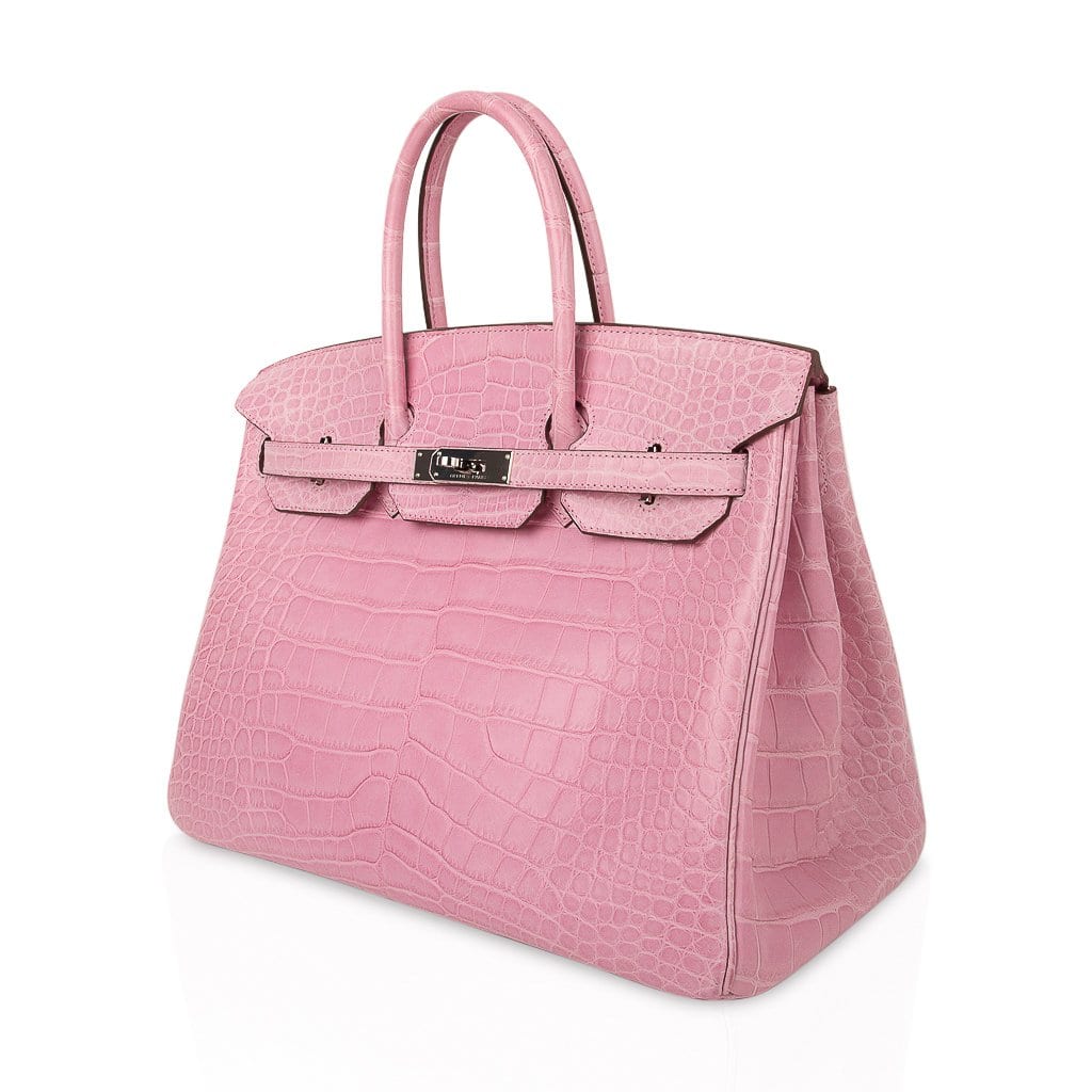 Hermes Birkin 35 Bag 5P Bubblegum Pink Matte Alligator Palladium Limited Edition