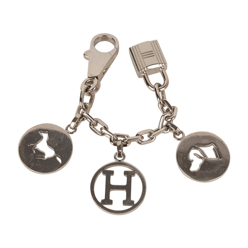 Hermes Breloque Olga Silver Charm Bag Amulette Palladium Berloque Cadena M15