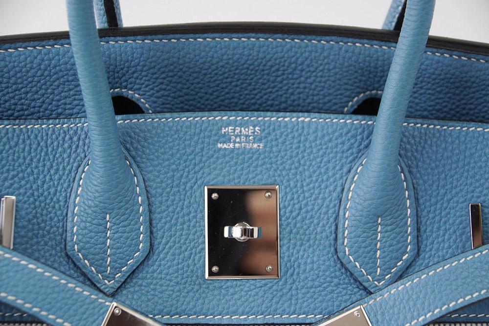 Hermes Birkin bag 30 Blue jean Epsom leather Silver hardware