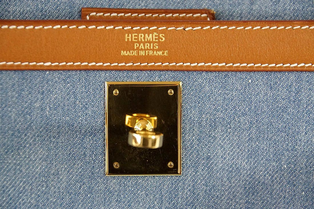 Hermes Kelly 35 Bag Vintage Denim and Barenia Sellier Gold