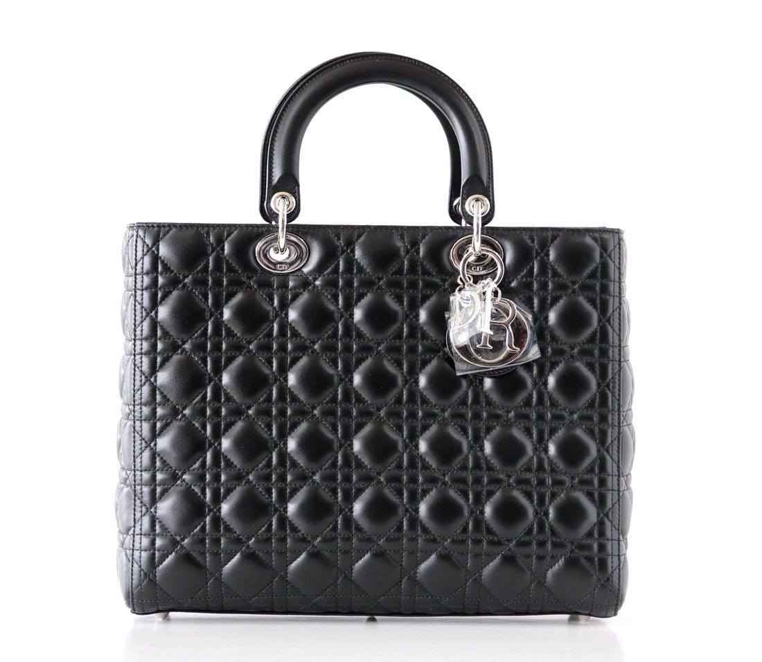 Christian Dior Bag Lady Dior Black Cannage Lambskin Large NWT - mightychic