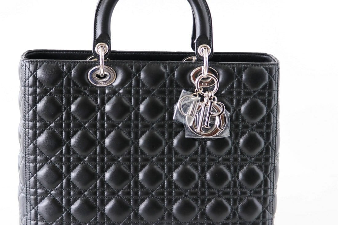 Christian Dior Bag Lady Dior Black Cannage Lambskin Large NWT - mightychic
