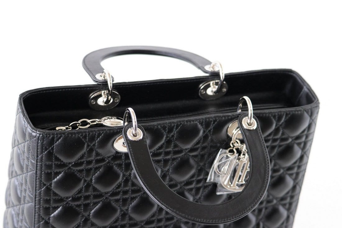 Christian Dior Bag Lady Dior Black Cannage Lambskin Large NWT – Mightychic