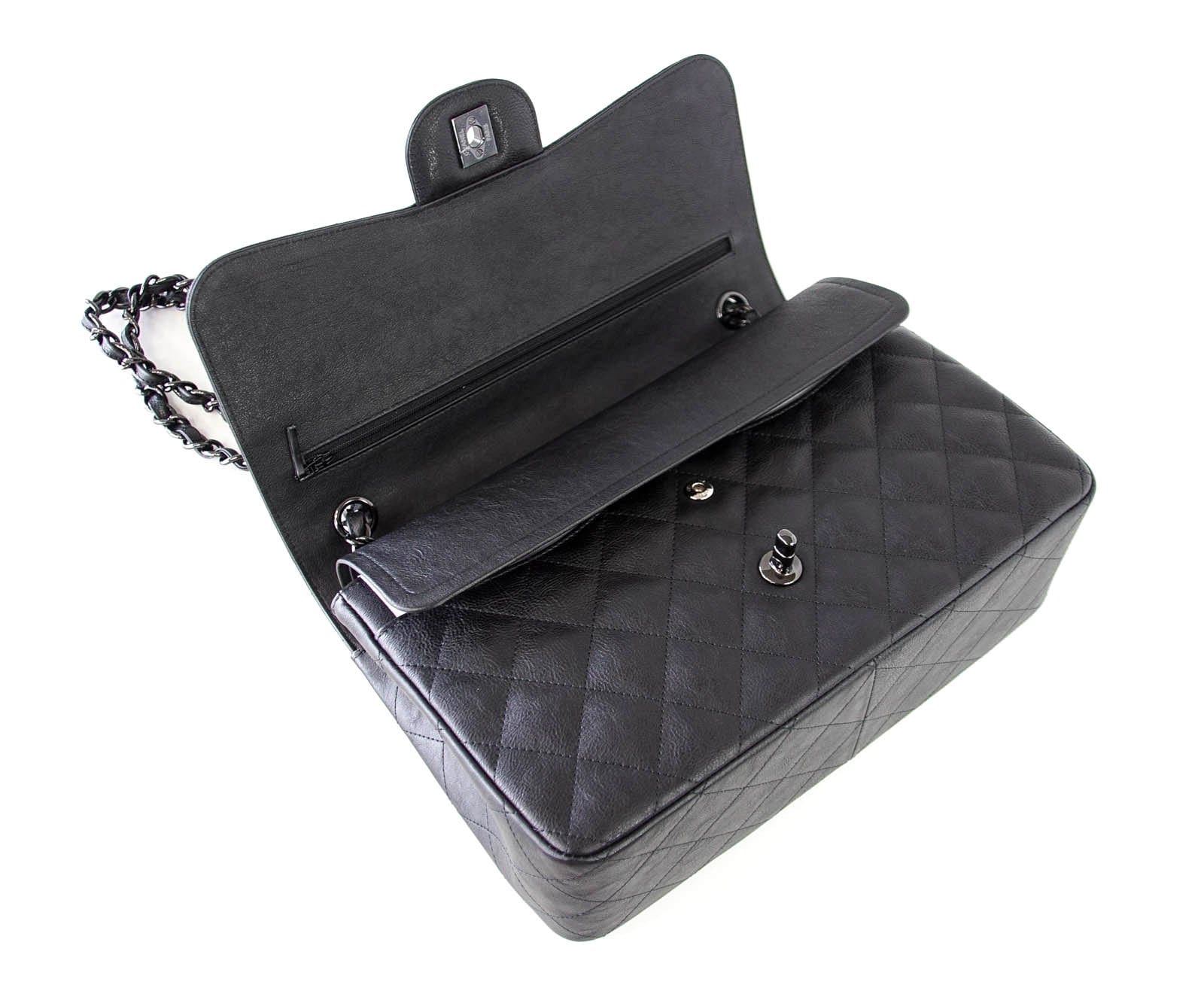 CHANEL Jumbo Double Flap Black Caviar with Silver Hardware 2011 at