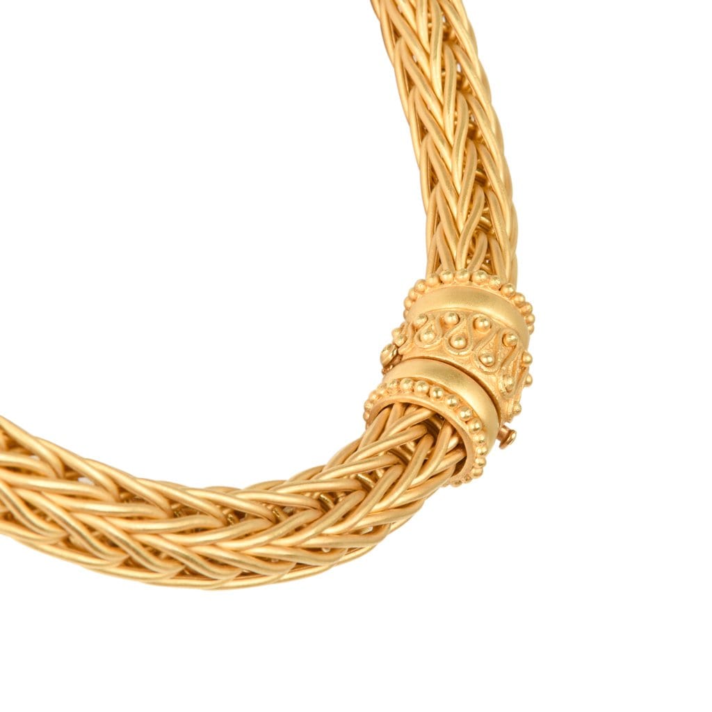 La Pepita Necklace 18K Matte Yellow Gold Wheat Weave - mightychic