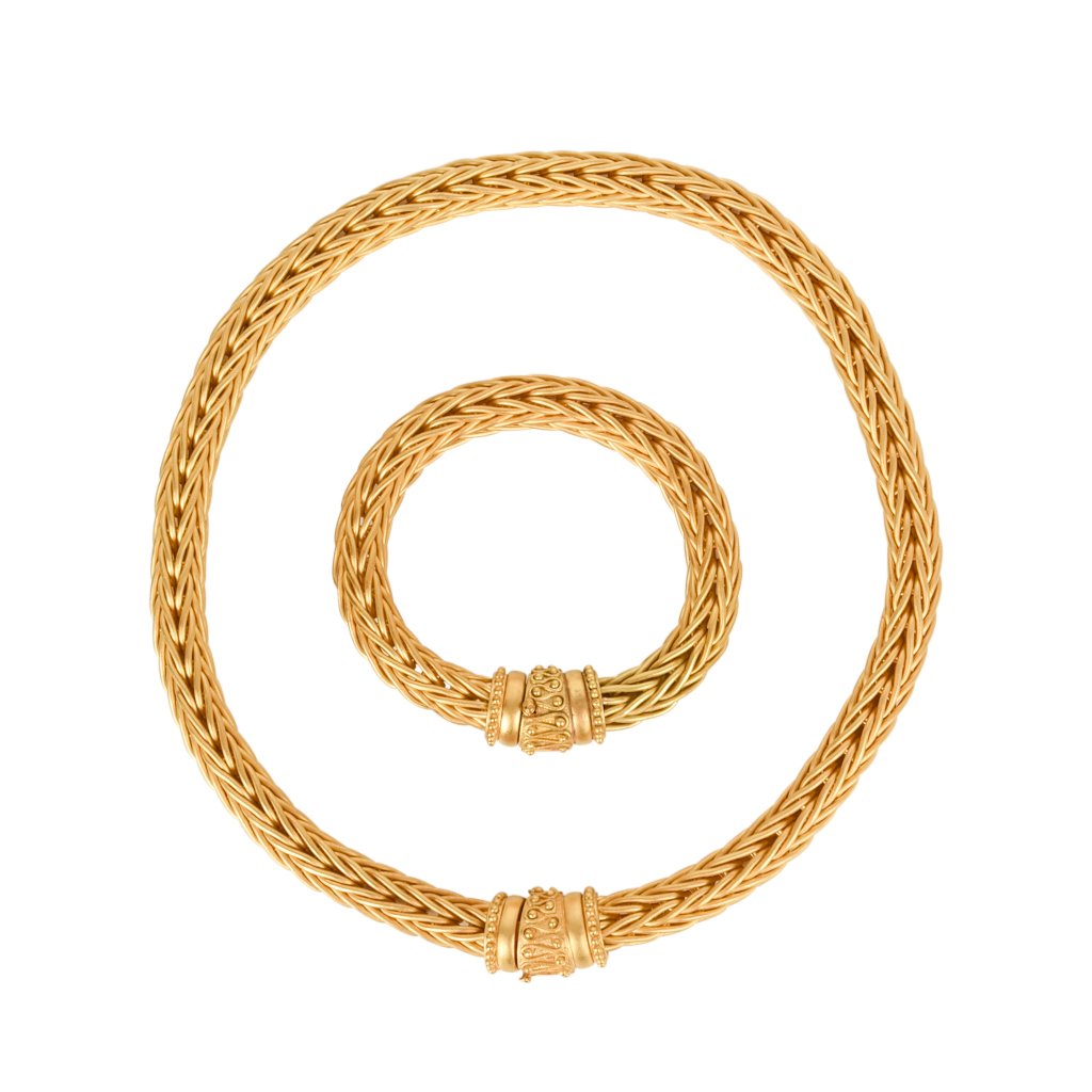 La Pepita Bracelet 18k Matte Yellow Gold Wheat Weave - mightychic