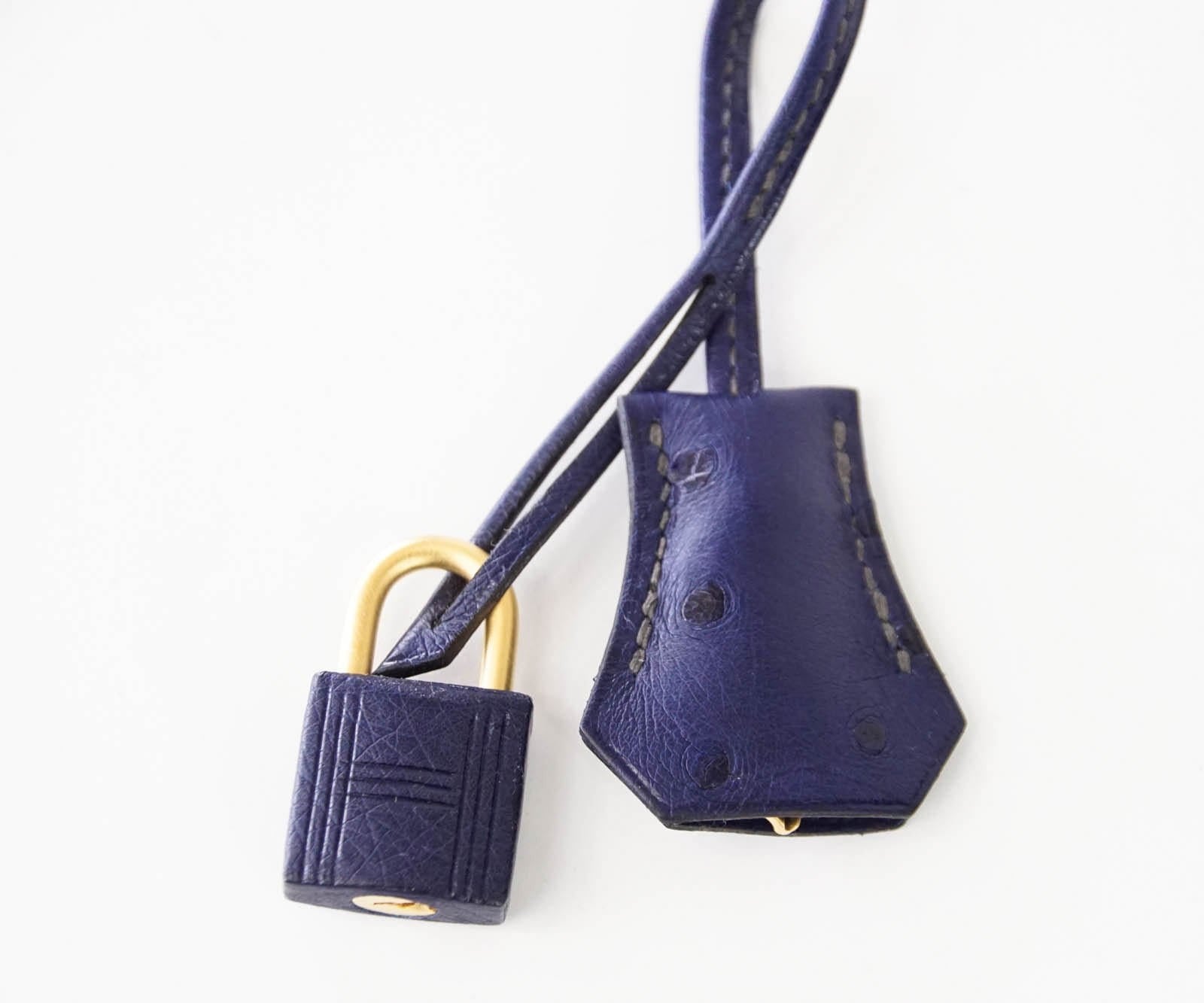Hermès Birkin 25 HSS Gris Agate & Blue Iris Ostrich Gold Hardware - 20