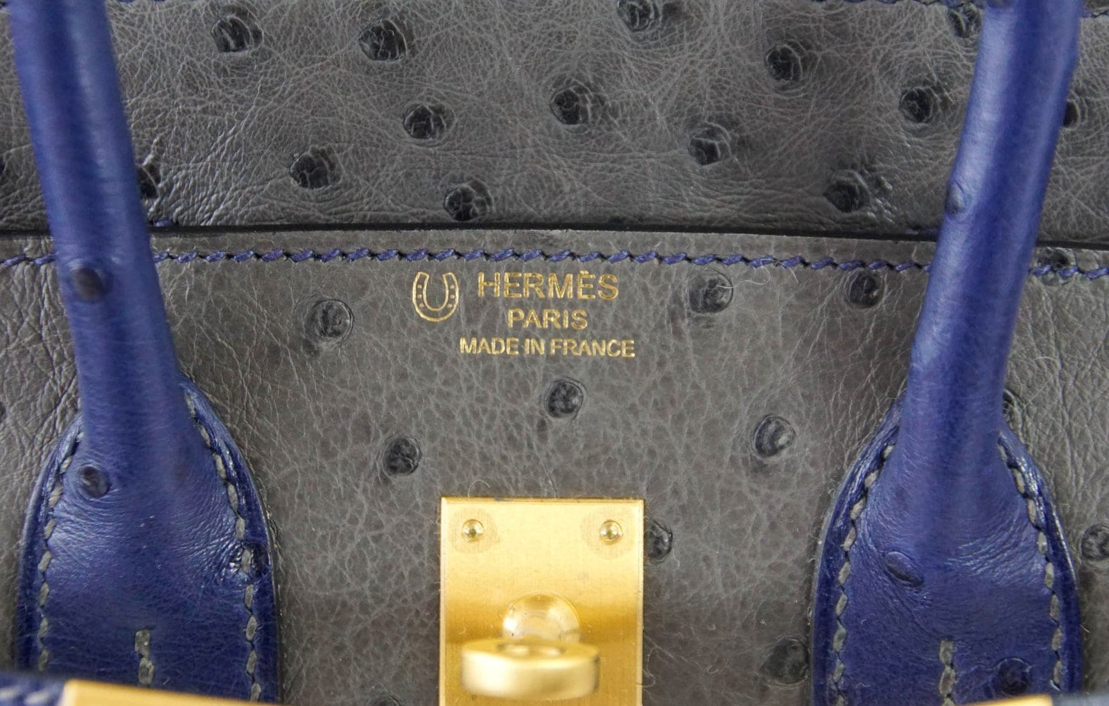 Hermes Birkin 25 Bag HSS Ostrich Gris Agate/Blue Sapphire Brushed