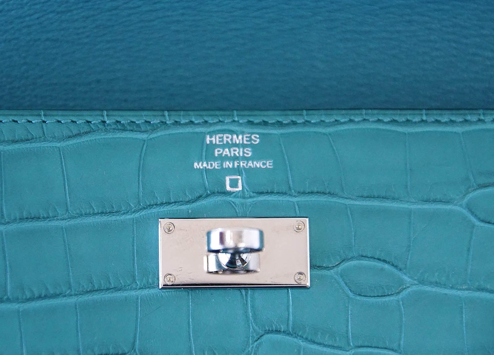 HERMES Kelly Long Wallet Blue Chevre Leather