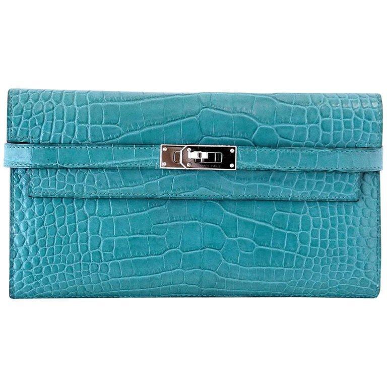 Kelly Classique To Go Wallet Cassis Alligator Gold Hardware – Mightychic