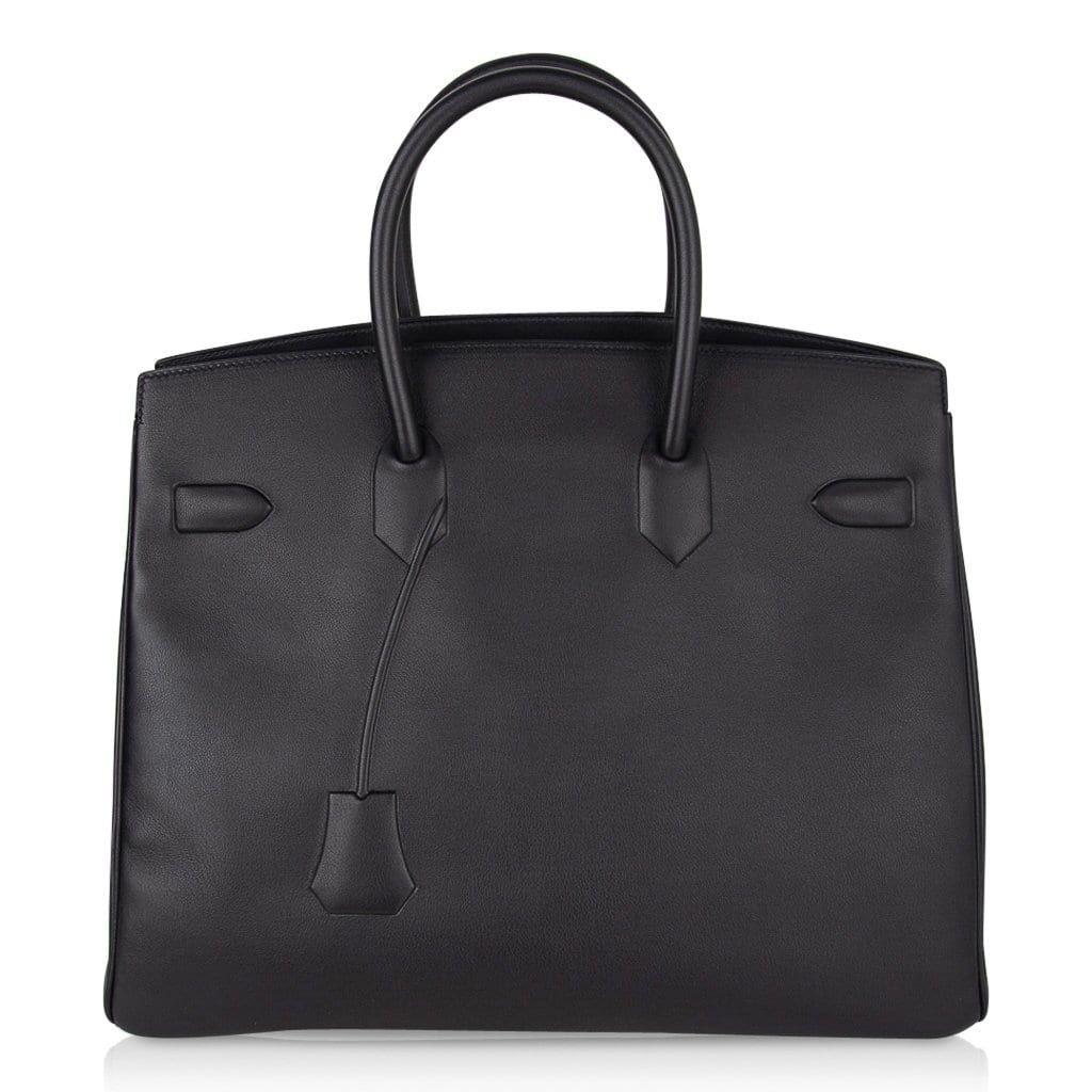 Hermes Shadow Birkin 35 Bag Limited Edition Black Swift Leather New