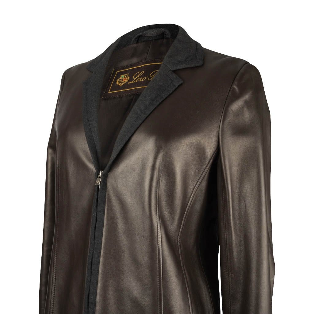 Loro Piana Jacket Dark Brown Leather Zip Front 44 / 8