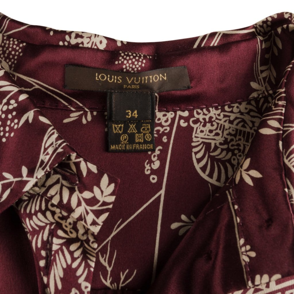 Auth Women's Louis Vuitton Shirt Blouse Brown Size Large 3/4