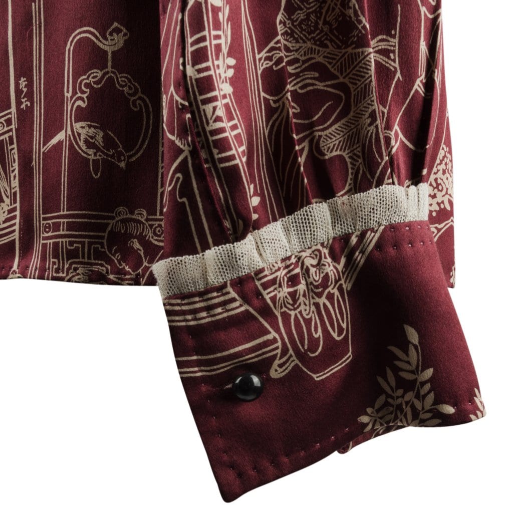 Louis Vuitton Blouse Asian Print Lace Detail 34 / 4