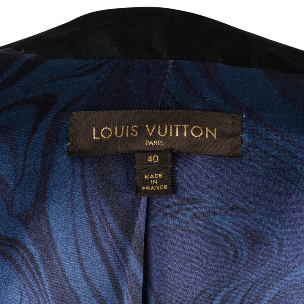Louis Vuitton Paris sz 40 3/4 Sleeve Cropped Jacket Blue Abstract