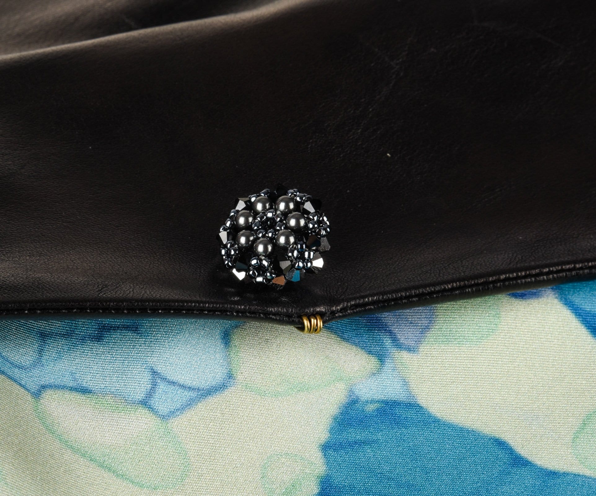 Louis Vuitton Jacket Black Leather Jeweled Buttons Floral Lining 42 / –  Mightychic