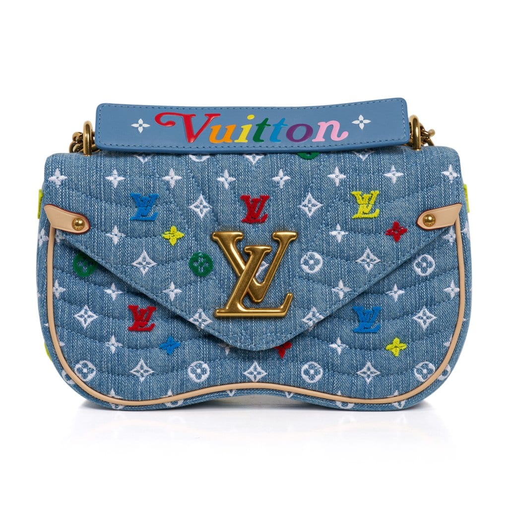 Louis Vuitton New Wave Chain Shoulder Bag Embroidered Monogram Denim N ...