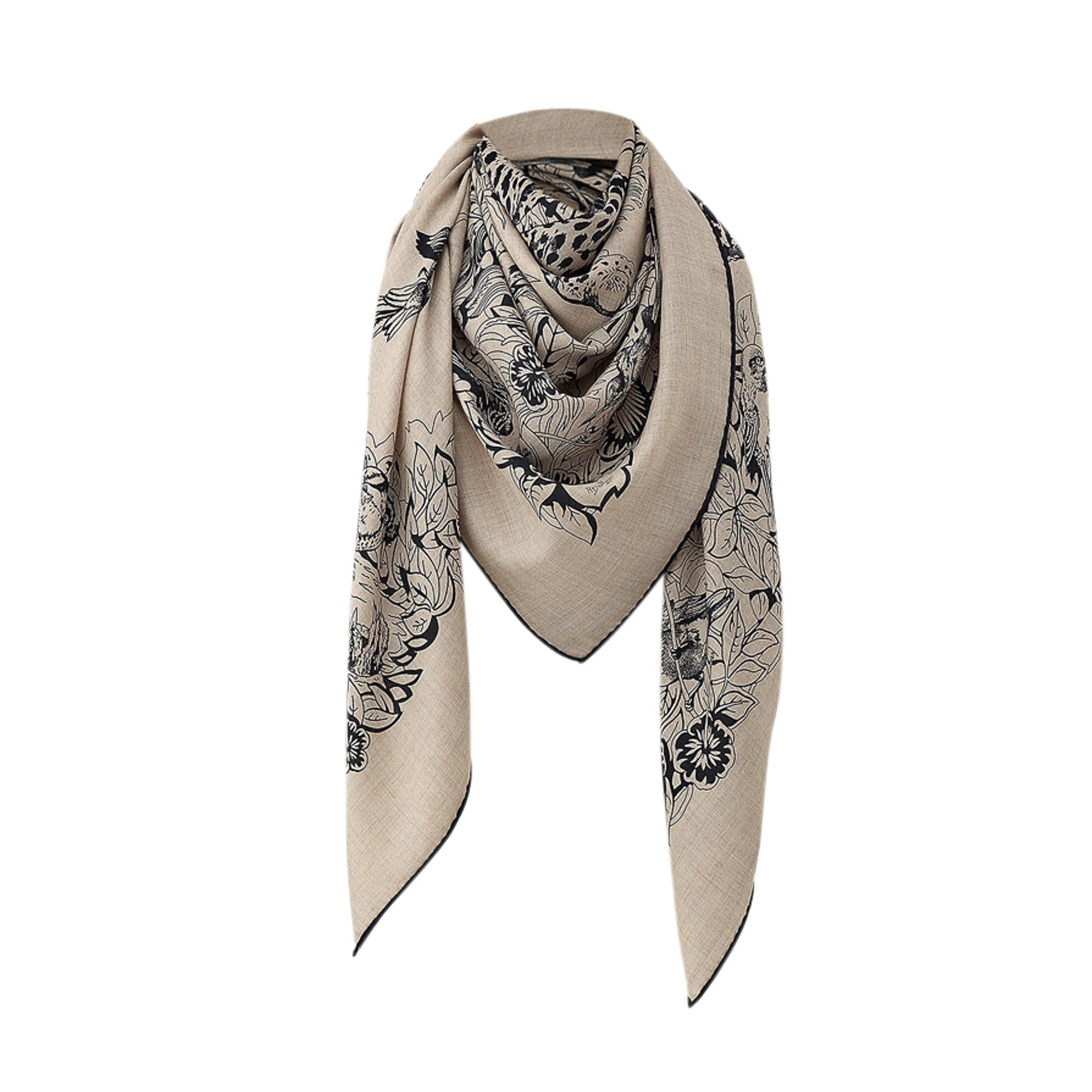 Hermes cashmere silk 54" x 54" shawl Jungle Love scarf